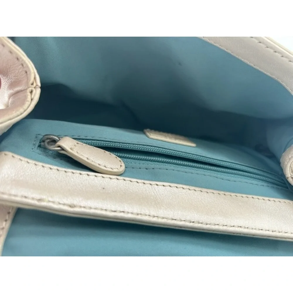 Coach Soho Wristlet Women's Beige Leather Buckle Flap Bag